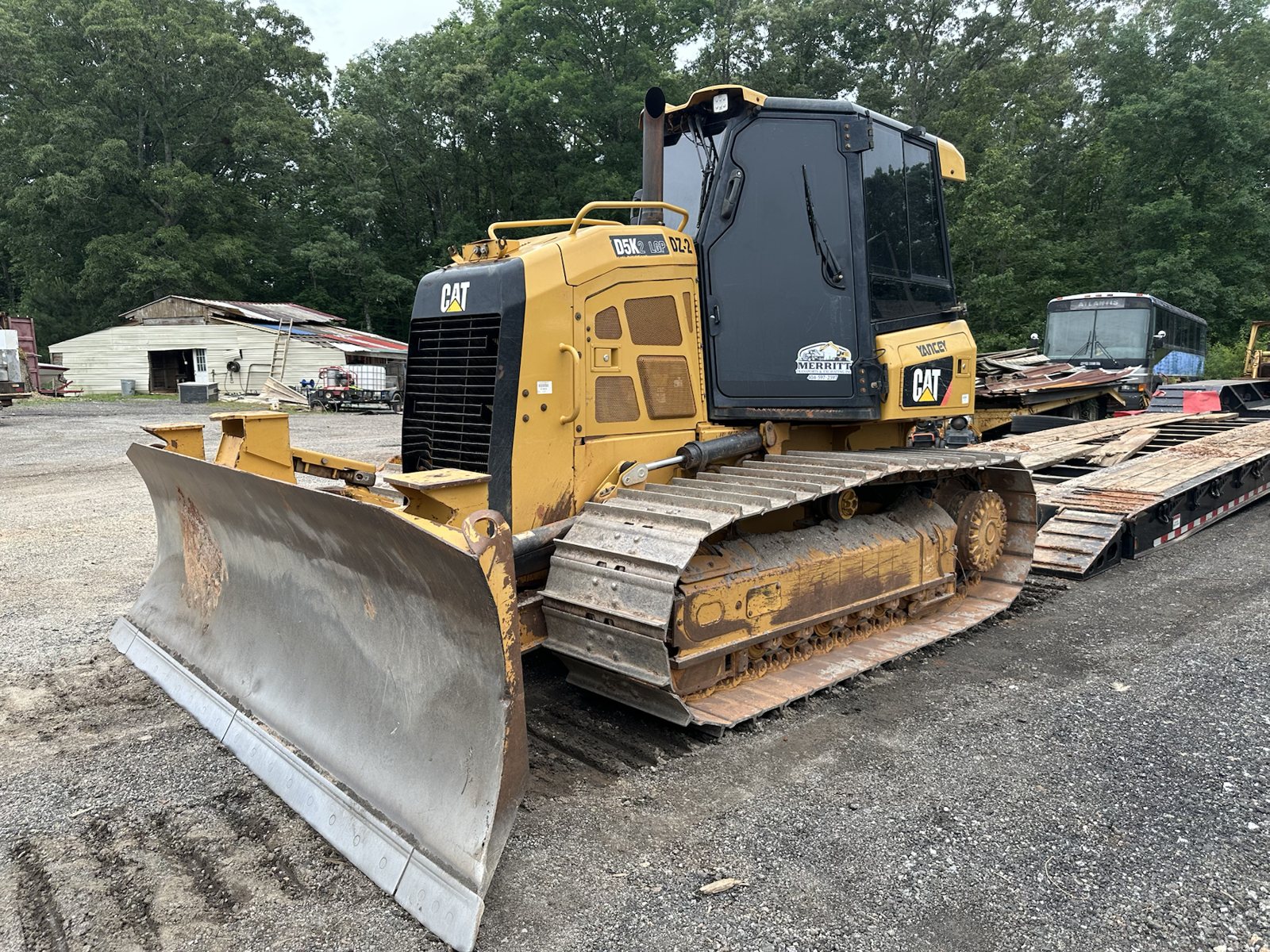 Bulldozer loaded on a trailer for equipment transport